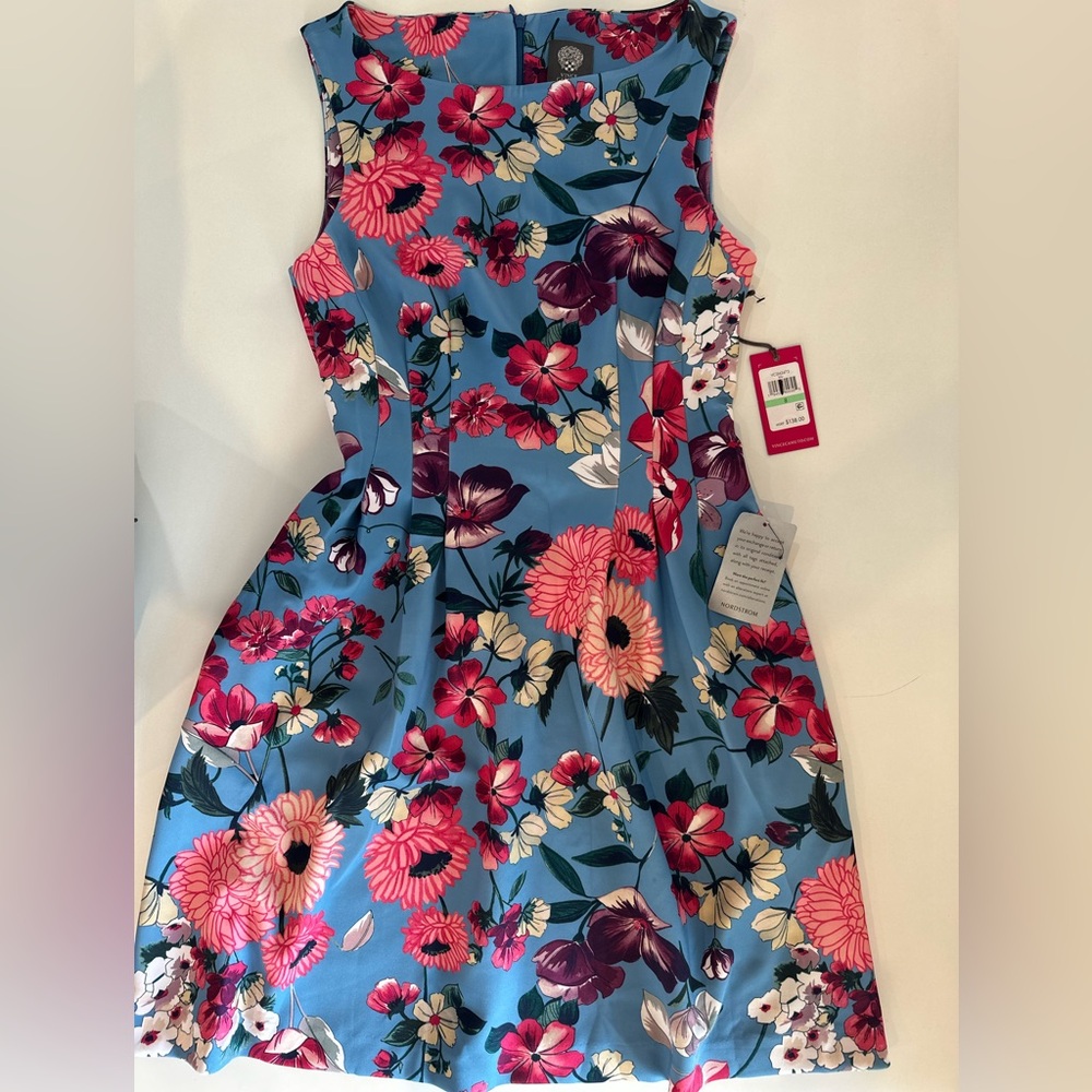 NWT Blue Vince Camuto with Pink Florals Mini Dress | Size 8